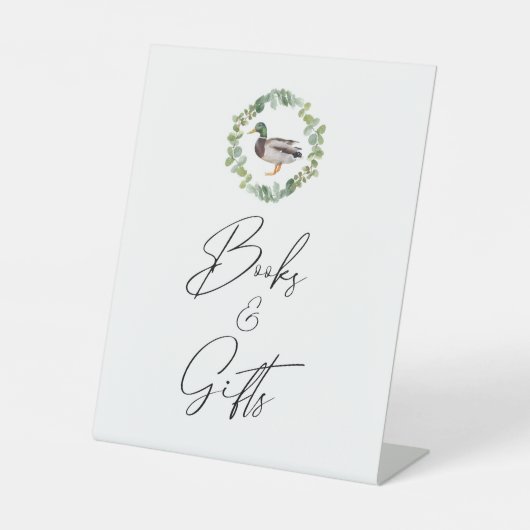 Mallard Duck Baby Shower Books and Gifts Zeichen Sockelschild (Vorderseite)