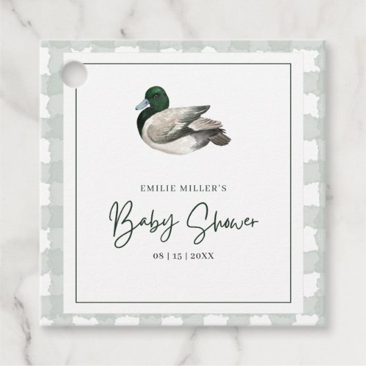 Mallard Duck Baby Shower Gender Neutral Green Geschenkanhänger (Vorderseite)