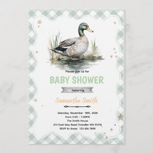 Mallard Duck Baby Shower Invitation Einladung (Vorderseite)