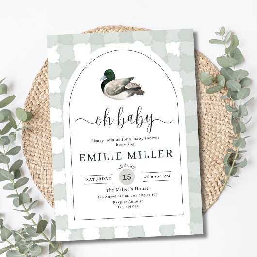Mallard Duck Baby Shower Invitation, Neutral Green Einladung
