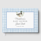 Mallard Duck Blue Gingham Baby Shower Gästebuch (Vorderseite)