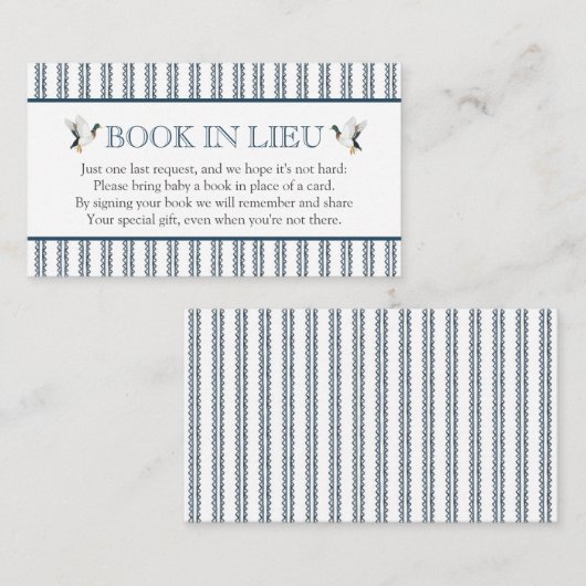 Mallard Duck Book in Lieu Babydusche Beilage Begleitkarte (Vorne/Hinten)