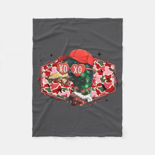 Mallard Duck Camouflage Happy Valentine's Day Hunt Fleecedecke (Vorderseite)