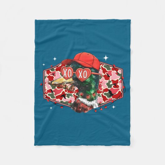 Mallard Duck Camouflage Happy Valentine's Day Hunt Fleecedecke (Vorderseite)