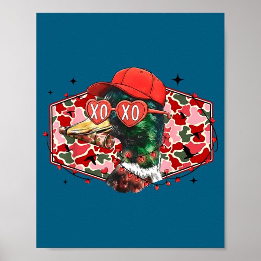 Mallard Duck Camouflage Happy Valentine's Day Hunt Poster (Vorne)