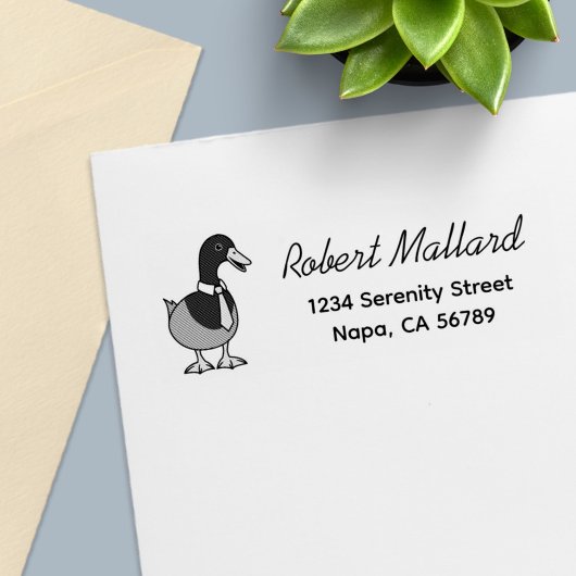 Mallard Duck Collar Necktie Return Address Permastempel