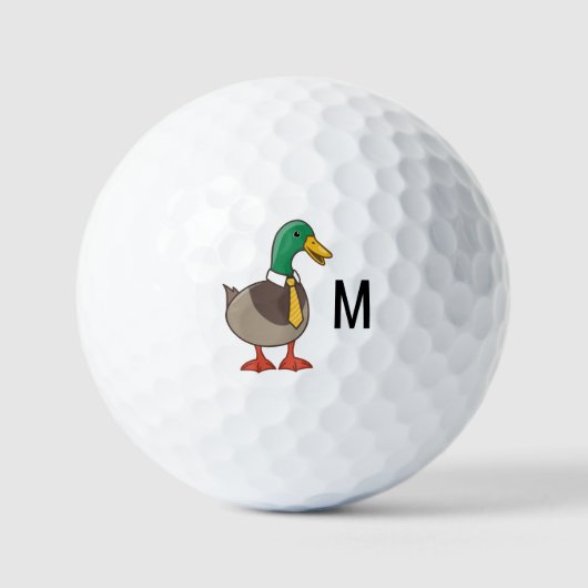 Mallard Duck Collar Tie Monogram Initial Golfball (Vorderseite)