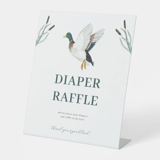 Mallard Duck Diaper Raffle Babydusche Zeichen Sockelschild (Vorderseite)