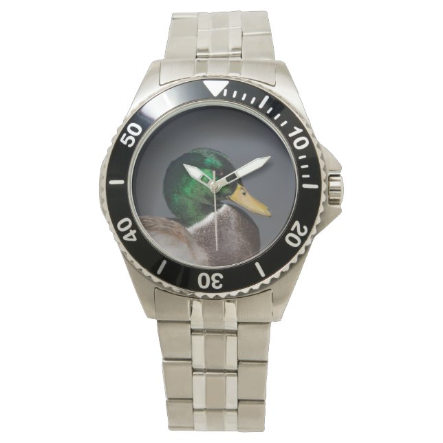 Mallard Duck Drake Stainless Steel Men's Watch Armbanduhr (Vorderseite)