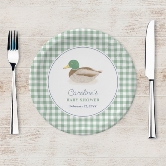 Mallard Duck Duckling Country Jagd Baby Dusche Pappteller