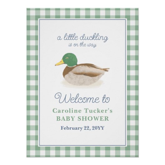 Mallard Duck Duckling Country Jagd Baby Dusche Poster (Vorderseite)
