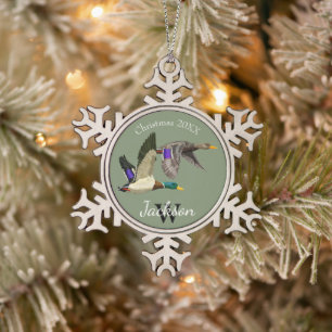 Mallard Duck Enthusiasten Geschenk Schneeflocken Zinn-Ornament