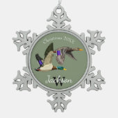 Mallard Duck Enthusiasten Geschenk Schneeflocken Zinn-Ornament (Vorderseite)