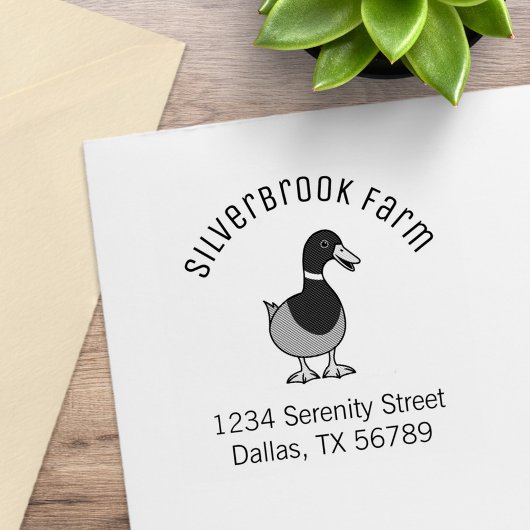 Mallard Duck Farm Arch Address Gummistempel