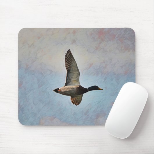 Mallard Duck Flying in Sky Art Mouse Pad Mousepad (Mit Mouse)