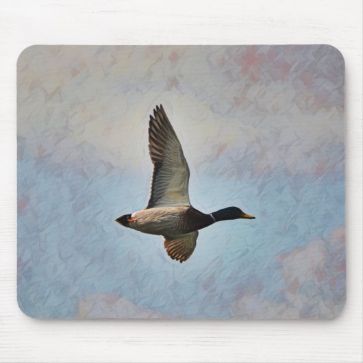 Mallard Duck Flying in Sky Art Mouse Pad Mousepad (Vorne)