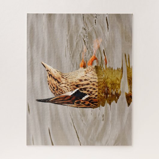 Mallard Duck Füttre unter Wasser Puzzle (Vertikal)