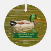 MALLARD DUCK GLIDING ÜBER DEN POND ORNAMENT AUS GLAS (Rückseite)