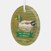 MALLARD DUCK GLIDING ÜBER DEN POND ORNAMENT AUS GLAS (Vorderseite links)