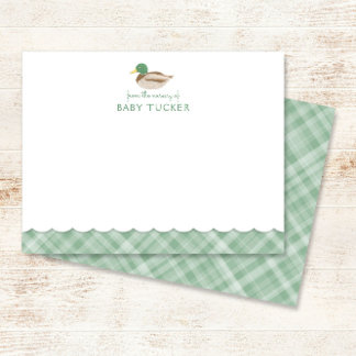 Mallard Duck Green Preppy Kariert Baby Boy Note Ca Mitteilungskarte