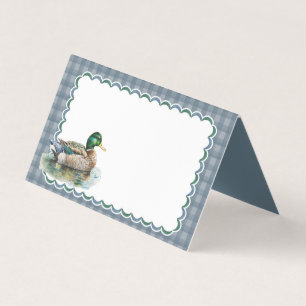 Mallard Duck Hunting Blue Gingham Boy Platzkarte