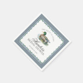 Mallard Duck Hunting Blue Gingham Brautparty Serviette (Ecke)