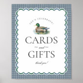 Mallard Duck Hunting Blue Gingham Cards & Geschenk Poster (Vorne)