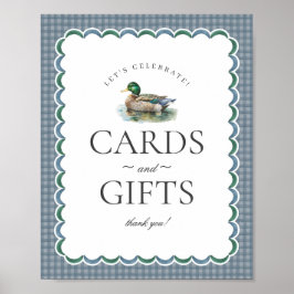 Mallard Duck Hunting Blue Gingham Cards & Geschenk Poster