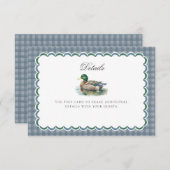 Mallard Duck Hunting Gingham Baby Details Card Begleitkarte (Vorne/Hinten)