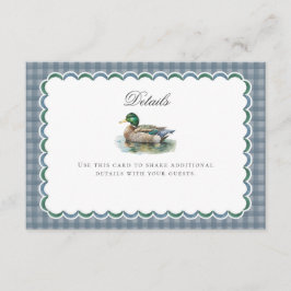 Mallard Duck Hunting Gingham Baby Details Card Begleitkarte