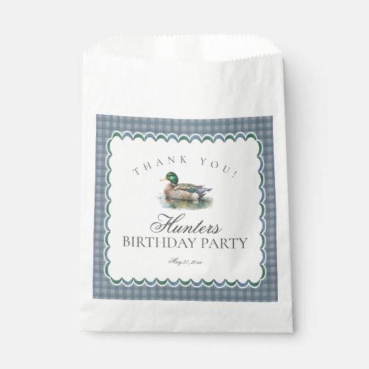 Mallard Duck Hunting Gingham Birthday Dessert Geschenktütchen (Vorderseite)