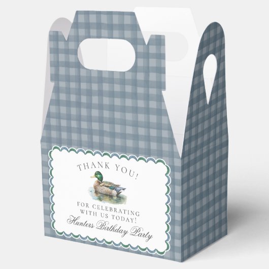 Mallard Duck Hunting Gingham Birthday Favor Boxes Geschenkschachtel (Geöffnet)