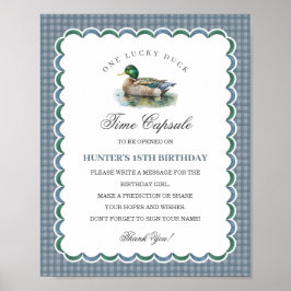 Mallard Duck Hunting Gingham Birthday Time Capsule Poster
