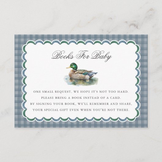 Mallard Duck Hunting Gingham Books for Baby Card Begleitkarte (Vorderseite)