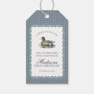 Mallard Duck Hunting Gingham Boy Birthday Favor Geschenkanhänger