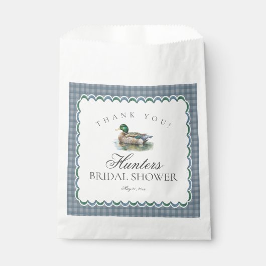 Mallard Duck Hunting Gingham Brautparty Dessert Geschenktütchen (Vorderseite)