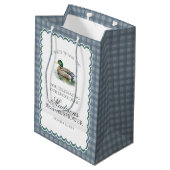 Mallard Duck Hunting Gingham Brautparty Favors Mittlere Geschenktüte (Rückseite Schrägansicht)