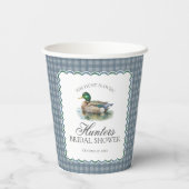 Mallard Duck Hunting Gingham Brautparty Pappbecher (Rückseite)