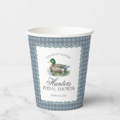 Mallard Duck Hunting Gingham Brautparty Pappbecher (Vorderseite)