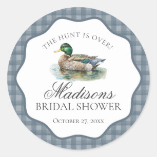 Mallard Duck Hunting Gingham Brautparty Siegel Runder Aufkleber