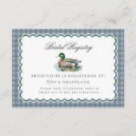 Mallard Duck Hunting Gingham Bridal Registrierungs Begleitkarte