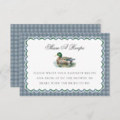 Mallard Duck Hunting Gingham Karte mit Rezept teil (Vorne/Hinten)