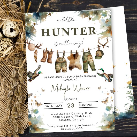 Mallard Duck Hunting Hunter Clothes Baby Shower Einladung
