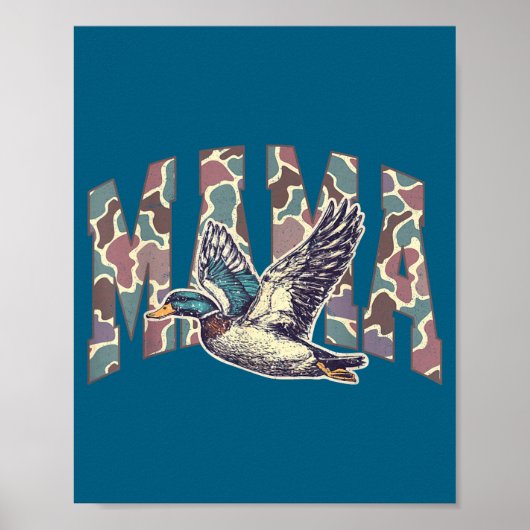 Mallard Duck Hunting Mama Retro Camouflage Daddy M Poster (Vorne)