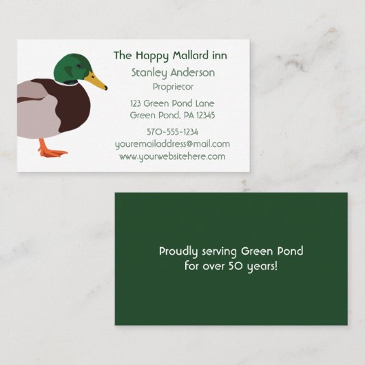 Mallard Duck Illustration Custom Visitenkarte (Vorne/Hinten)