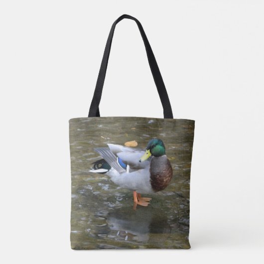 Mallard Duck in Creek Printed Tote Bag Tasche (Rückseite)