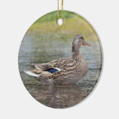 Mallard Duck in Puddle Keramik Ornament (Links)