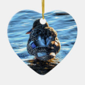 Mallard Duck in Winter River - Wildlife Foto Keramik Ornament (Vorne)