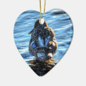 Mallard Duck in Winter River - Wildlife Foto Keramik Ornament (Links)