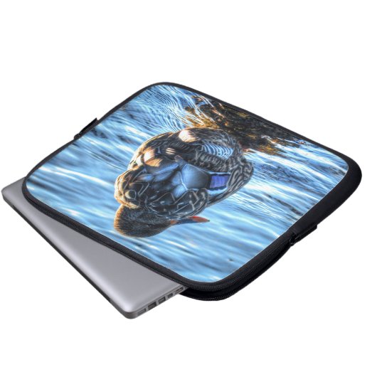 Mallard Duck in Winter River - Wildlife Foto Laptopschutzhülle (Vorne Knopf)